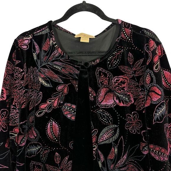 Notations Velvet Pink Red Sparkle Glitter Black Jacket Shell Christmas Size 1X - Picture 3 of 7